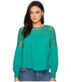 Jack By Bb Dakota Newman Top With Lace Yoke (pepper Green) Women's Clothing