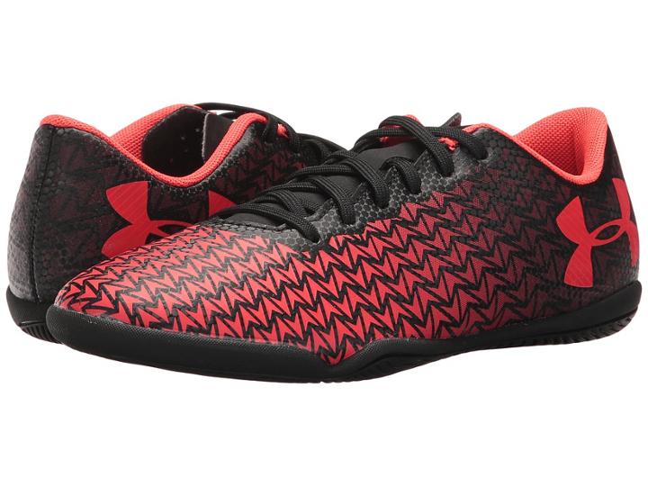 Under Armour Kids Cf Force 3.0 In Jr. Soccer (little Kid/big Kid) (black/white/neon Coral) Kids Shoes