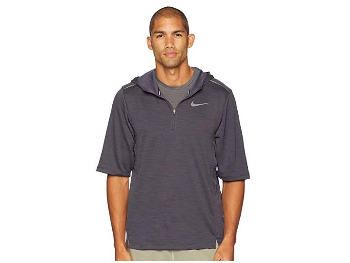 Nike Pacer Short Sleeve 1/2 Zip Hoodie (gridiron) Men's Sweatshirt