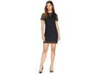 Juicy Couture Soft Woven Leopard Lace Embellished Shift Dress (pitch Black) Women's Dress