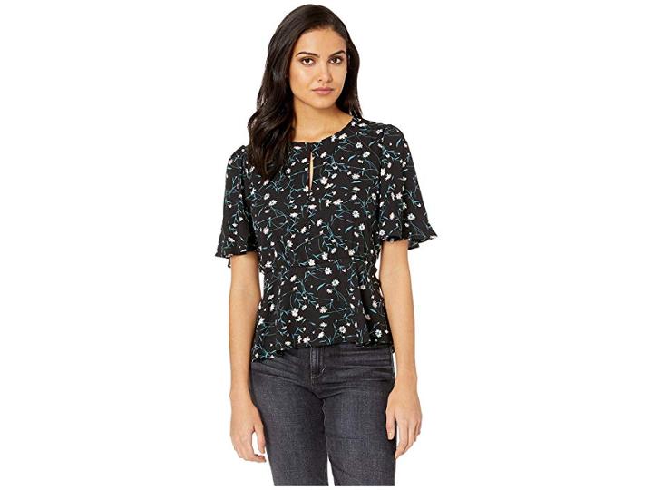 Adelyn Rae Addison Woven Blouse (black/green) Women's Blouse