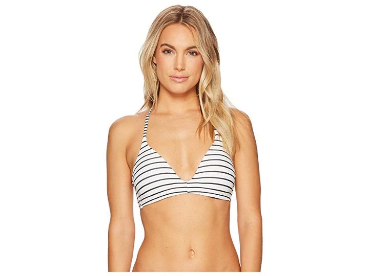 Vince Camuto Blossom Stripes Molded Bikini Top W/ Soft Cups (black) Women's Swimwear