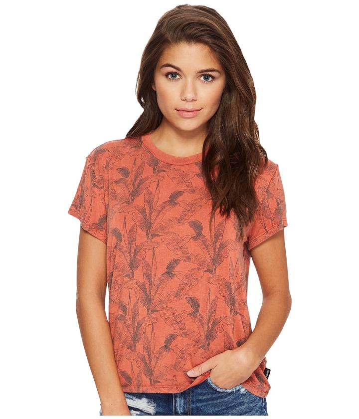 Rvca Suspension Short Sleeve Top (red Clay) Women's Clothing
