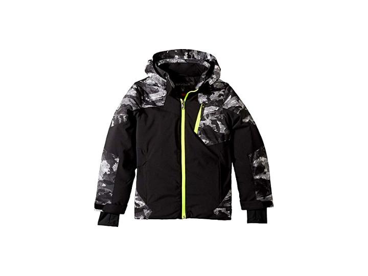 Spyder Kids Chambers Jacket (big Kids) (black/camo Distress Black/bryte Yellow) Boy's Coat