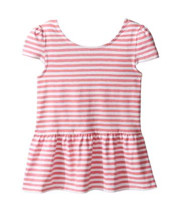 Kate Spade New York Kids Bow Back Peplum Top (little Kids/big Kids) (berber Pink/cream) Girl's Clothing