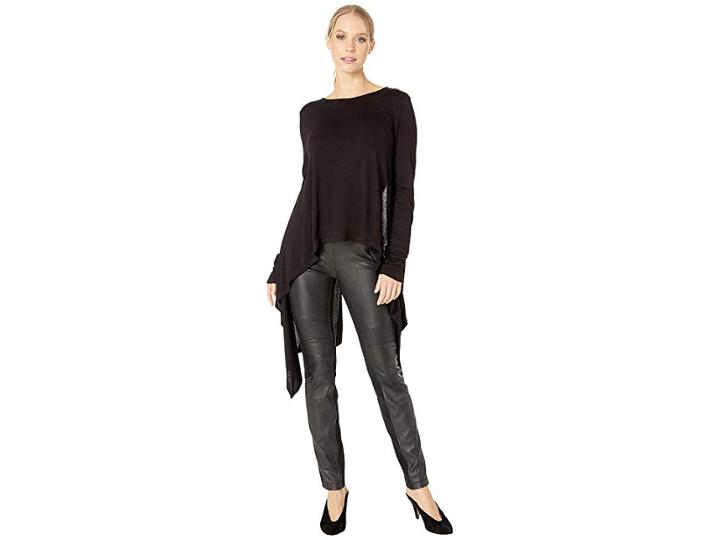 Bcbgmaxazria Roxanna High-low Long Sleeve Top (black) Women's Long Sleeve Pullover