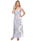 Dylan By True Grit Vintage Boho Bandana Maxi Tie Dress W/ Pockets And Lining (vintage Chambray) Women's Dress