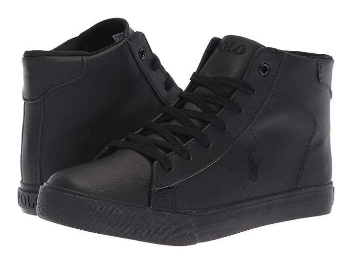 Polo Ralph Lauren Kids Easten Mid (big Kid) (triple Black Tumbled) Boy's Shoes
