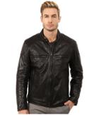Marc New York By Andrew Marc Mac Lightweight Calf Moto Jacket W/ Chest Zipper Pockets (black) Men's Coat