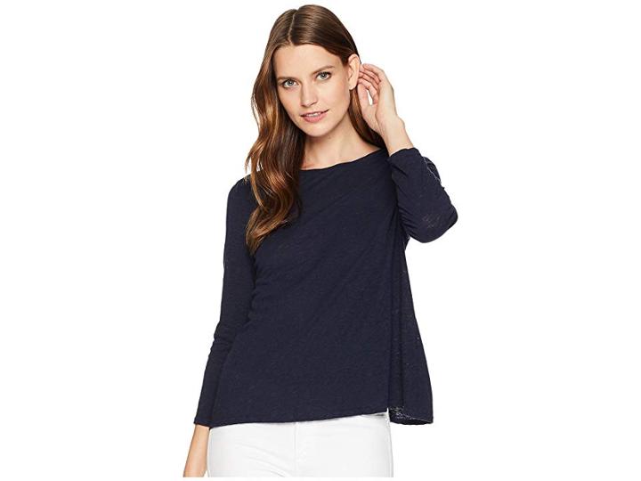 Three Dots Eco Knit 3/4 Sleeve Top (night Iris) Women's Clothing