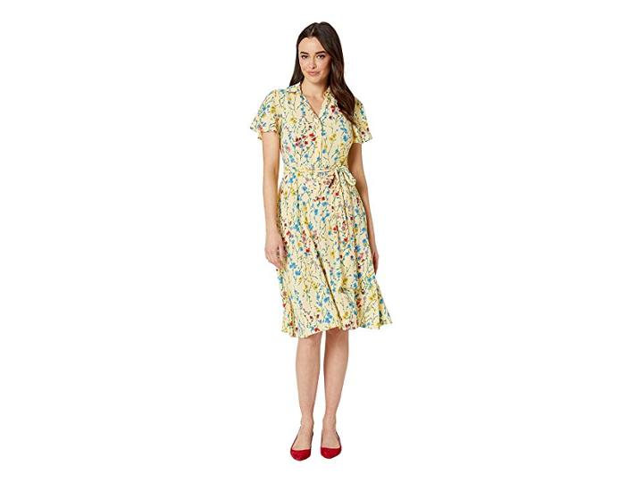 London Times Midi Shirtdress (yellow/red) Women's Dress