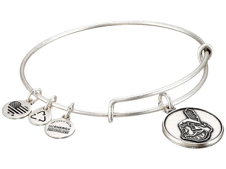Alex And Ani Mlb(r) Cleveland Indians Charm Bangle (rafaelian Silver Finish) Bracelet