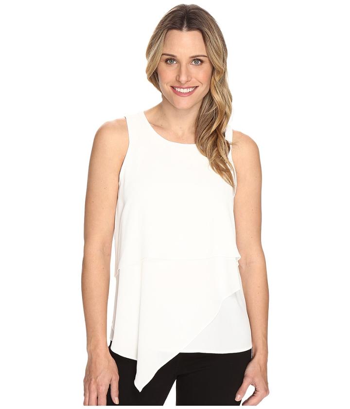 Vince Camuto Sleeveless Asymmetrical Layered Blouse (new Ivory) Women's Blouse