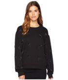 Juicy Couture Track Terry Embossed Pullover (pitch Black) Women's Clothing