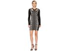Versace Jeans Couture Cut Out Printed Long Sleeve Dress (giallo Acido) Women's Dress