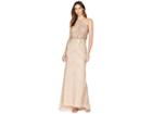Adrianna Papell New Beaded Blouson Halter Gown (taupe/pink) Women's Dress