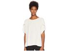 Eileen Fisher Silk Georgette Crepe Jewel Neck Short Tulip Sleeve Top (bone) Women's Clothing