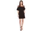 Badgley Mischka Bell Sleeve Sack Dress W/ Swiss Dot (black) Women's Dress