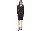 Tahari By Asl Nested Skirt Suit With Piping Trim (black/ivory) Women's Suits Sets