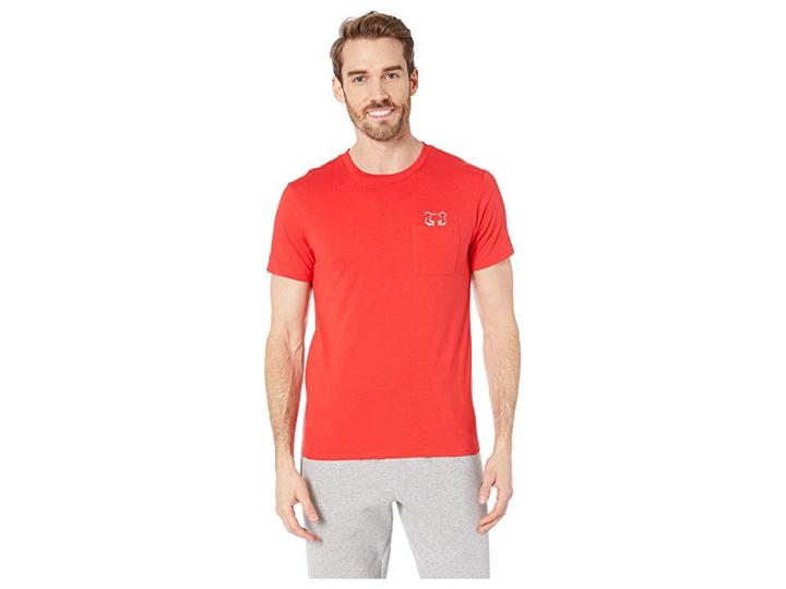 Asics Tiger Dt Pocket Short Sleeve Tee (classic Red) Men's T Shirt