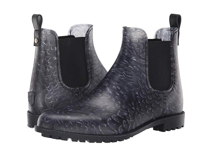 Joules Rockingham Chelsea Boot (black Pheasant Feathers) Women's Rain Boots