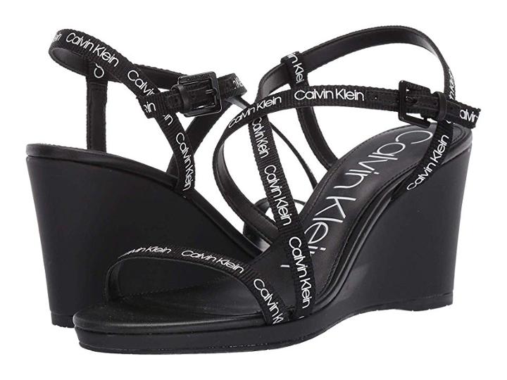 Calvin Klein Bellemine (black Logo Webbing) Women's Shoes
