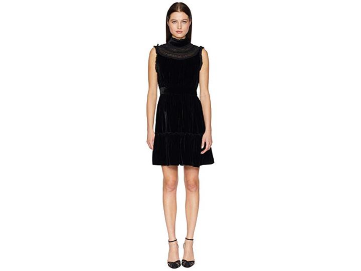Kate Spade New York Wild Ones Velvet Lace Trim Dress (black) Women's Dress