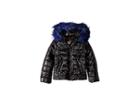 Urban Republic Kids Lana Metallic Foil Puffer Jacket W/ Colored Faux Fur (little Kids/big Kids) (black) Girl's Jacket