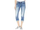 Miss Me Fleur De Lis Capri Jeans In Medium Blue (medium Blue) Women's Jeans