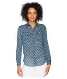 Chaps Button-down Shirt (blue/multi) Women's Long Sleeve Pullover