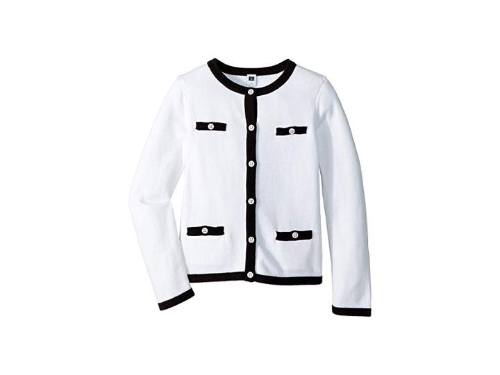 Janie And Jack White Tipped Sweater (toddler/little Kids/big Kids) (black) Girl's Sweater