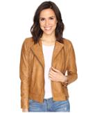 Lucky Brand Collarless Leather Jacket (camel) Women's Coat