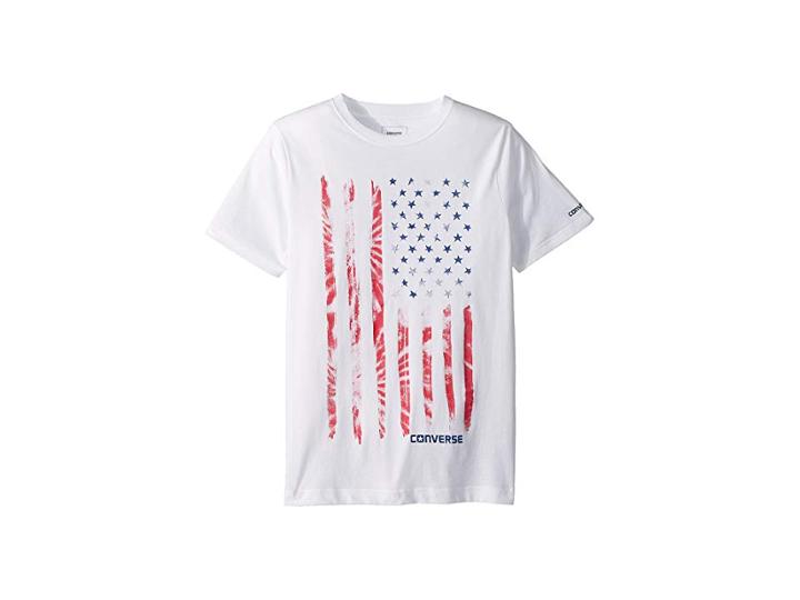 Converse Kids Tie-dye Flag Tee (big Kids) (white) Boy's T Shirt