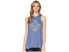 Roper 1572 Heather Jersey Mock Top (blue) Women's Clothing