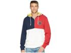 Nautica Color Blocked 1/4 Zip Pullover Hoodie (rescue Red) Men's Sweatshirt