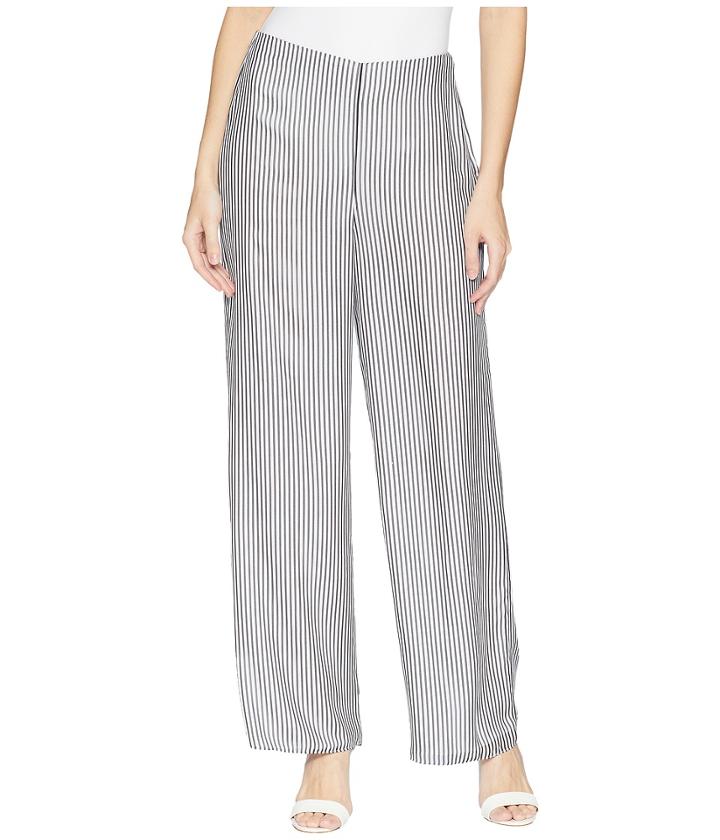 Vince Camuto Island Pinstripe Wide Leg Pants (rich Black) Women's Casual Pants