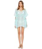 Letarte Printed Tie Front Cover-up (aquamarine Multi) Women's Swimwear