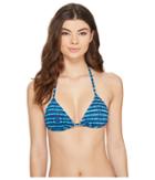 Roxy Pop Swim Tiki Tri Bikini Top (olmeque Stripe Combo Blue Depths) Women's Swimwear