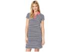 U.s. Polo Assn. Short Sleeve Zip Stripe Dress (evening Blue) Women's Clothing