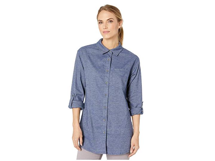 Prana Aster Tunic (weathered Blue) Women's Long Sleeve Button Up