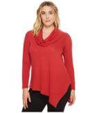 Karen Kane Plus Plus Size Cowl Neck Angled Hem Sweater (cayenne) Women's Sweater