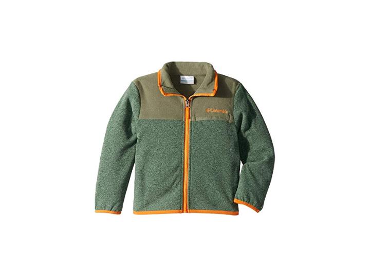 Columbia Kids Mountain Cresttm Fleece Full Zip (little Kids/big Kids) (forest Heather/cypress/solar) Boy's Fleece