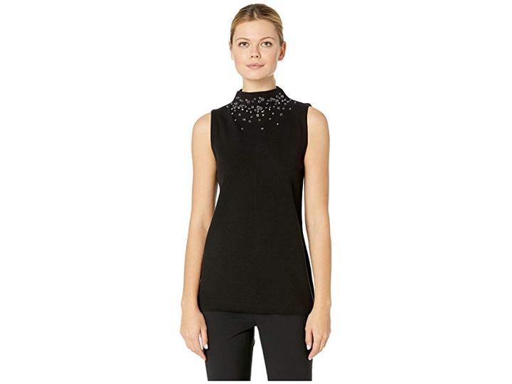 Nic+zoe Falling Summer Top (black Onyx) Women's Clothing