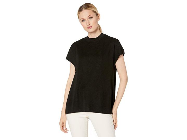 Anne Klein Mock Neck Short Sleeve Top (anne Black) Women's Blouse
