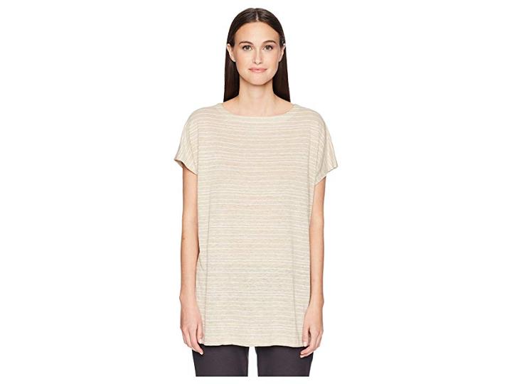Eileen Fisher Organic Linen Striped Top (natural) Women's Clothing