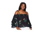 Vince Camuto Tie Strap Tiered Sleeve Garden Bouquet Blouse (rich Black) Women's Blouse