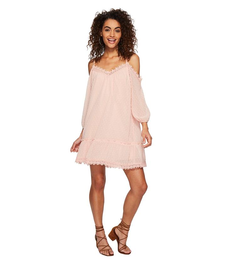 Bb Dakota Millie Chiffon Dot Dress (pink Lemonade) Women's Dress