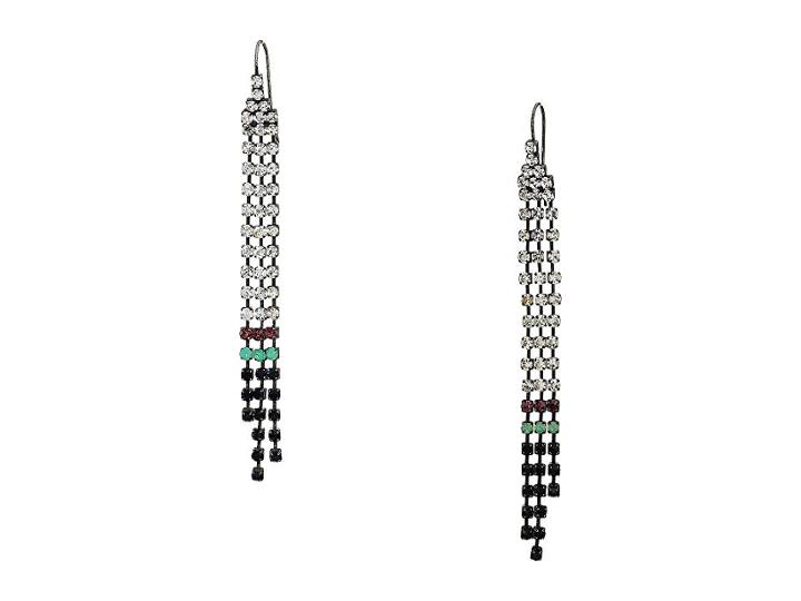 Steve Madden Stone Triple Strand Chandelier Earrings (multicolor/black-tone) Earring
