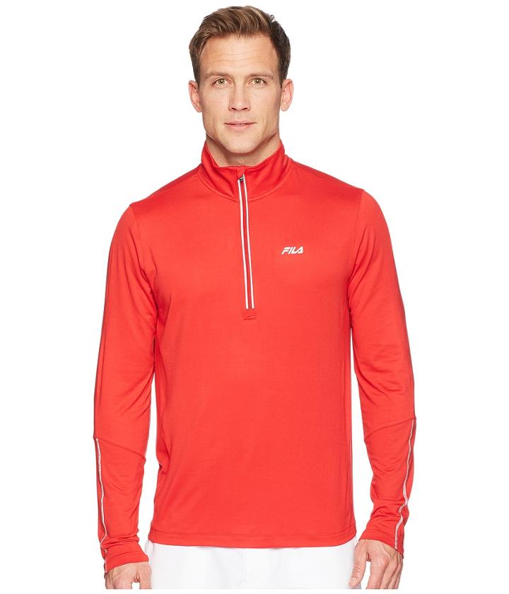 Fila Cutters Mock Neck Top (chinese Red/chinese Red/silver Foil) Men's Clothing