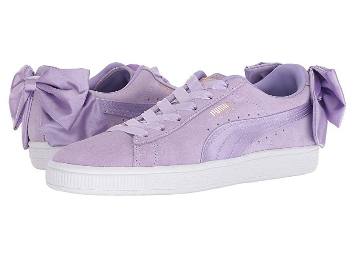 Puma Kids Suede Bow Jr (big Kid) (purple Rose) Girls Shoes